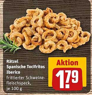Rätzel Spanische Tocifritos Iberico frittierter Schweinefleischspeck, je 100 g