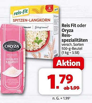 Reis Fit oder Oryza Reisspezialitäten 500-g-Beutel