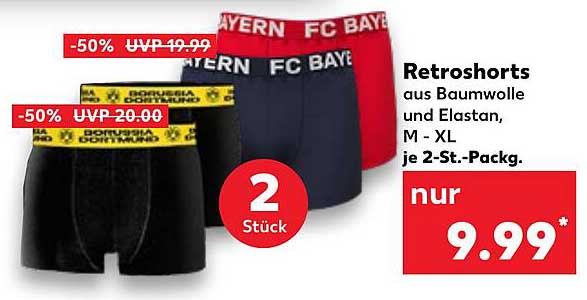 Retrosorts aus Baumwolle und Elasthan, M - XL, 2 Stück