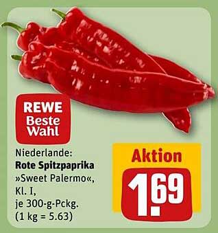 REWE Beste Wahl Rote Spitzpaprika 'Sweet Palermo', Klasse I, 300 g