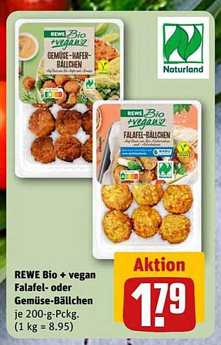 REWE Bio + vegan Falafel- oder Gemüse-Bällchen