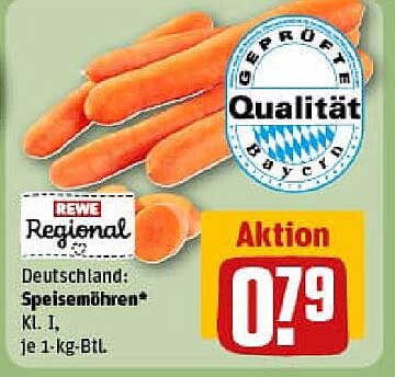 REWE Regional Speisemöhren Kl. I, 1 kg für 0,79 €