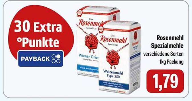 Rosenmehl Spezialmehle verschiedene Sorten 1kg Packung