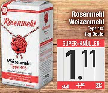 Rosenmehl Weizenmehl Type 405 1kg Beutel