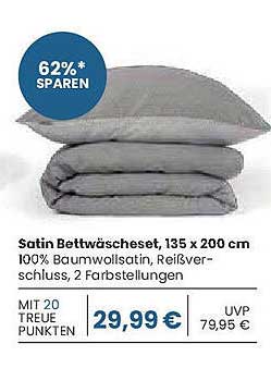 Satin Bettwäscheset, 135 x 200 cm – 62% sparen!