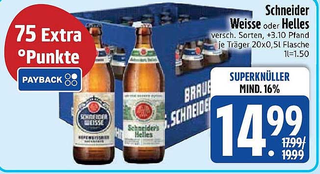 Schneider Weisse oder Helles 20x0,5l Träger