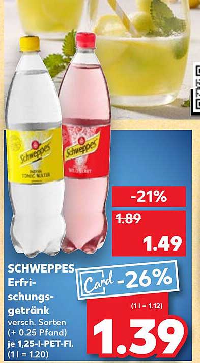 SCHWEPPES Erfrischungsgetränk 1,25 l