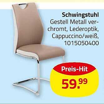 Schwingstuhl Gestell Metall verchromt, Lederoptik, Cappuccino/weiß
