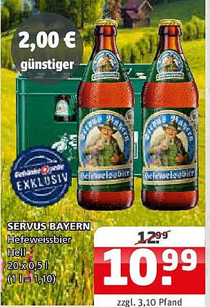 SERVUS BAYERN Hefeweissbier Hell 20 x 0,5 l