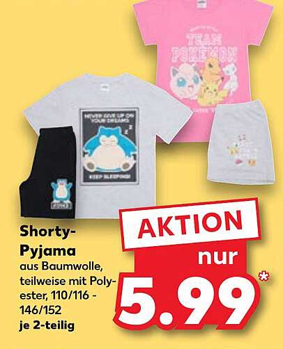 Shorty-Pyjama aus Baumwolle, teilweise mit Polyester, 110/116 - 146/152 je 2-teilig