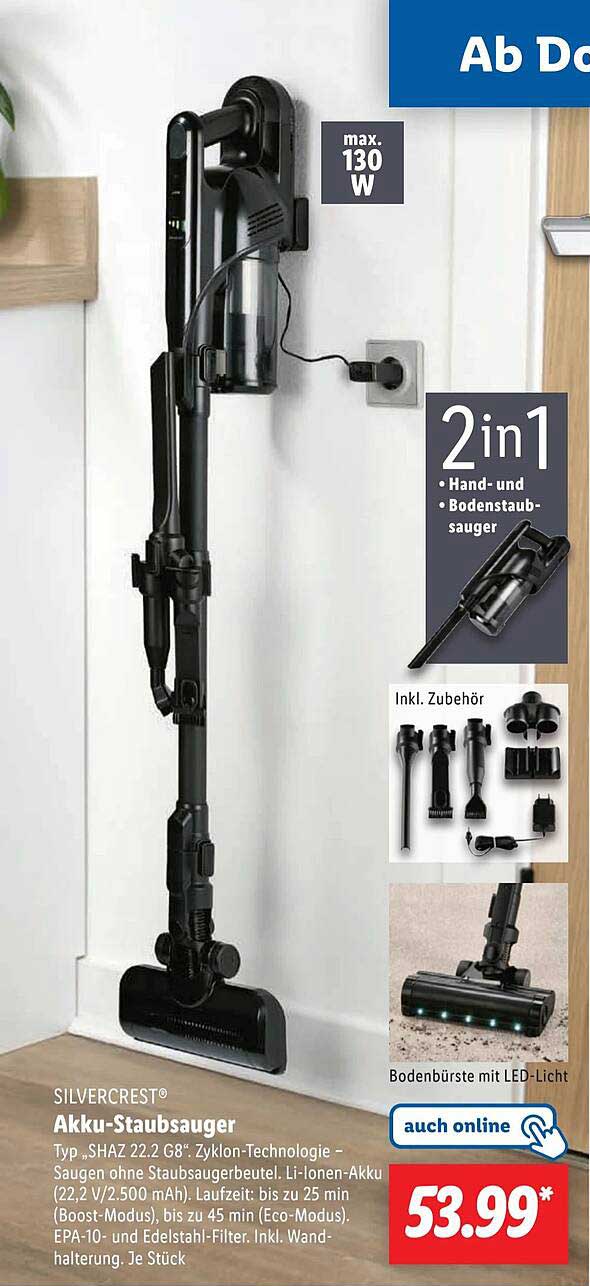 SILVERCREST® Akku-Staubsauger Typ „SHAZ 22.2 G8“