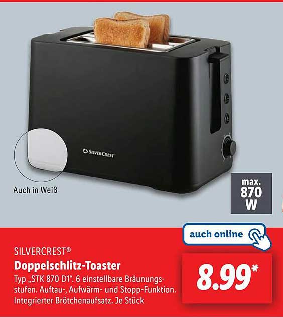 SILVERCREST® Doppelschlitz-Toaster Typ 'STK 870 D1'