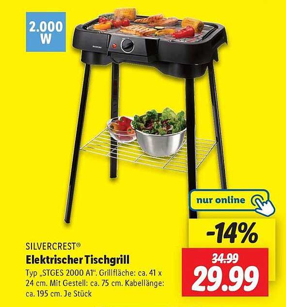 SILVERCREST® Elektrischer Tischgrill Typ „STGES 2000 A1“
