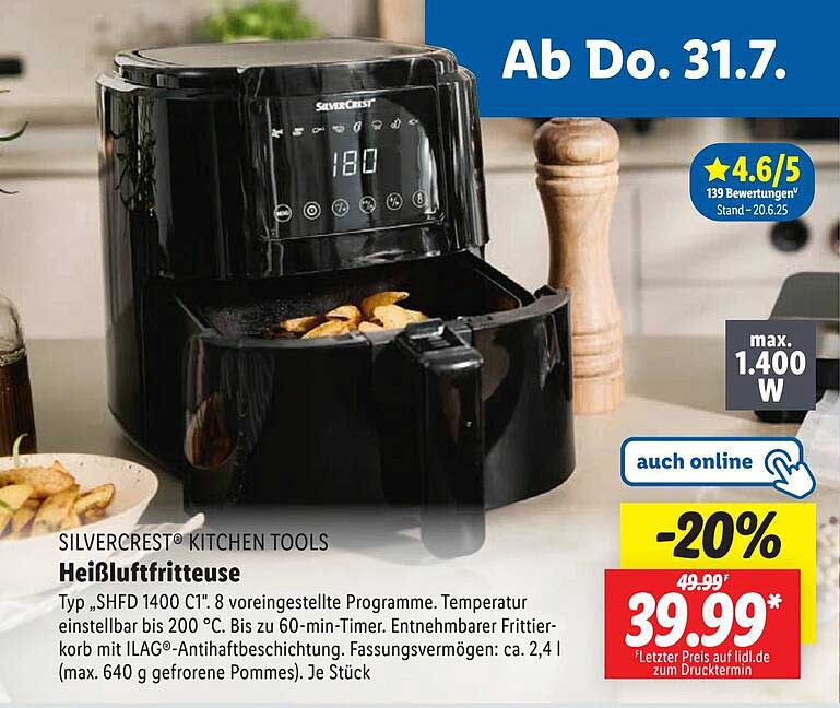 SILVERCREST® Heißluftfritteuse