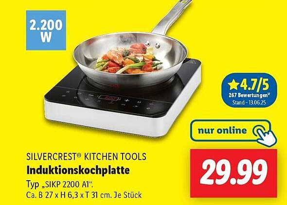 SILVERCREST® Induktionskochplatte - Typ „SIKP 2200 A1“