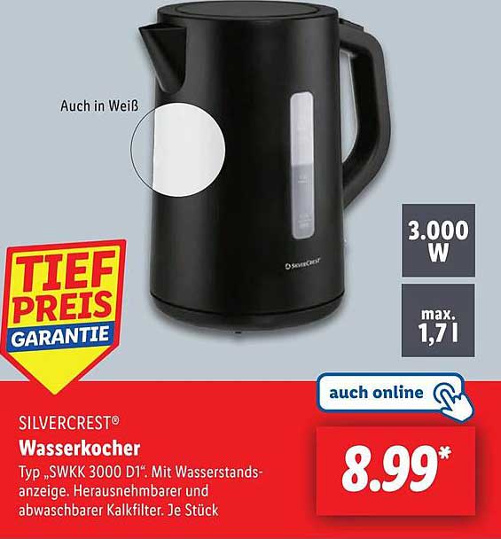 SILVERCREST® Wasserkocher Typ „SWKK 3000 D1“