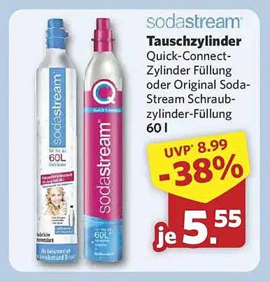 SodaStream Tauschzylinder - Quick-Connect-Zylinder Füllung oder Original Soda-Stream Schraubzylinder-Füllung 60 l