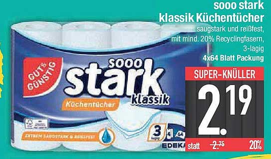 sooo stark klassik Küchentücher, 4x64 Blatt Packung