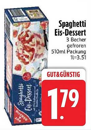 Spaghetti Eis-Dessert - 3 Becher gefroren, 510ml Packung