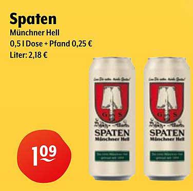 Spaten Münchner Hell 0,5 l Dose + Pfand 0,25 €