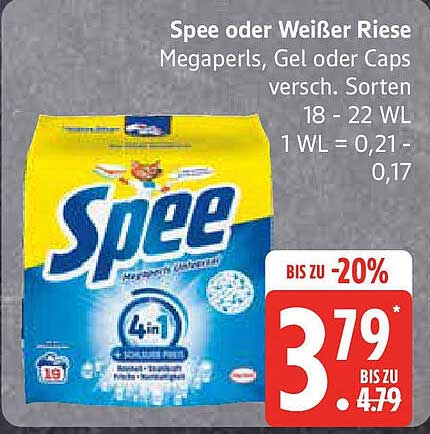 Spee oder Weißer Riese Megaperls, Gel oder Caps
