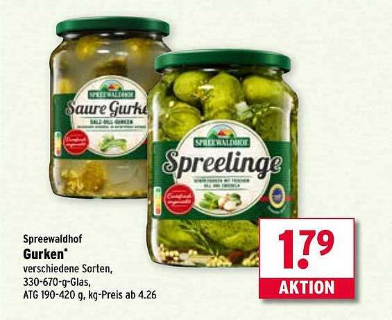 Spreewaldhof Gurken* verschiedene Sorten, 330-670-g-Glas