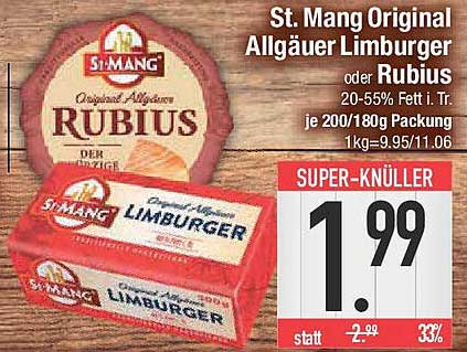 St. Mang Original Allgäuer Limburger oder Rubius