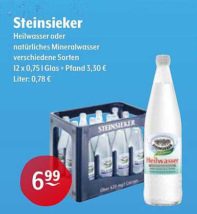 Steinsieker Heilwasser oder natürliches Mineralwasser – 12er Pack