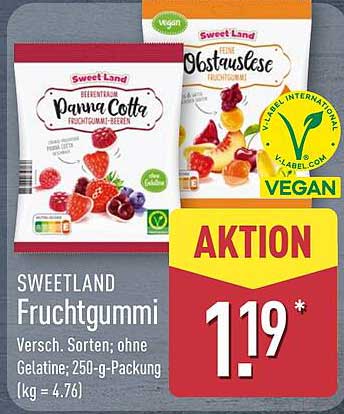 SWEETLAND Fruchtgummi - Verschiedene Sorten, ohne Gelatine, 250-g-Packung