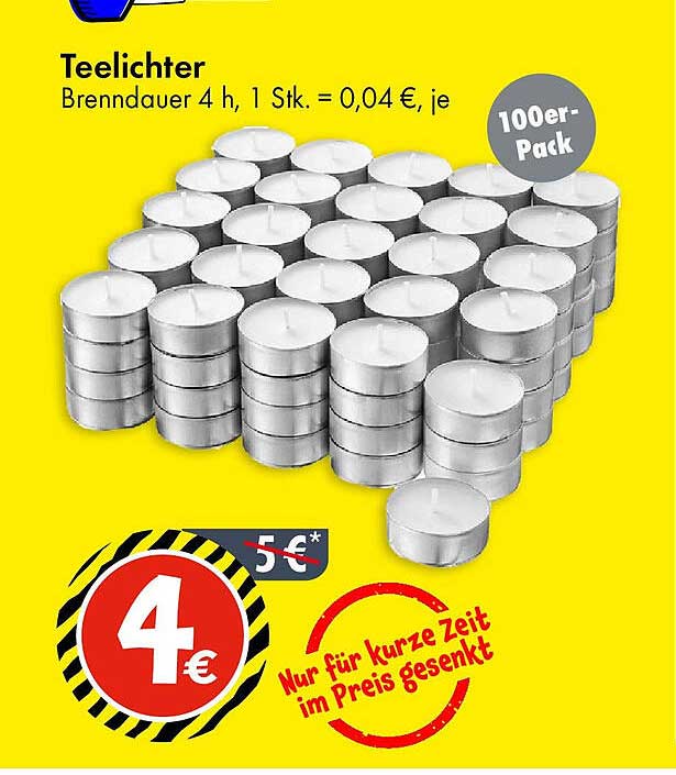 Teelichter 100er-Pack für nur 4€