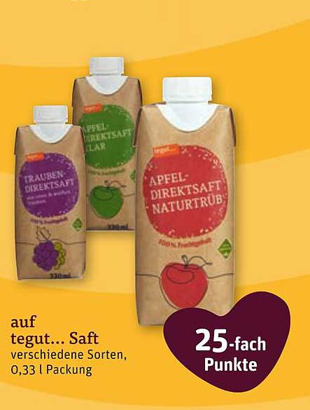 tegut… Saft verschiedene Sorten, 0,33 l Packung