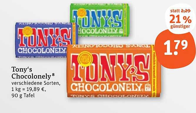 Tony's Chocolonely 90 g Tafel – Verschiedene Sorten zum Spitzenpreis