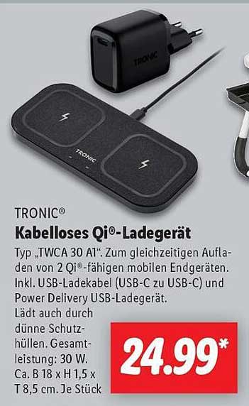 TRONIC® Kabelloses Qi®-Ladegerät Typ 'TWCA 30 A1'