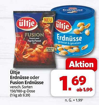 Ültje Erdnüsse oder Fusion Erdnüsse 150/180-g-Dose