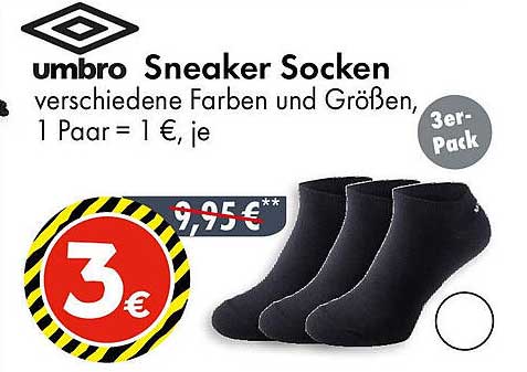 umbro Sneaker Socken 3er-Pack für nur 3 €