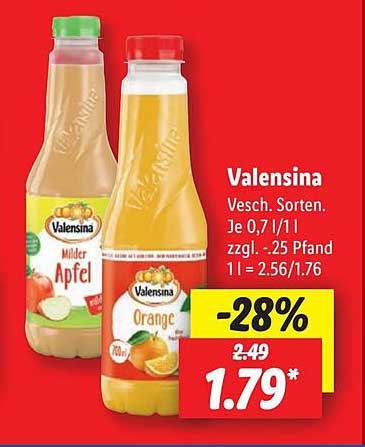 Valensina Fruchtsäfte - Mildes Apfel und Orange