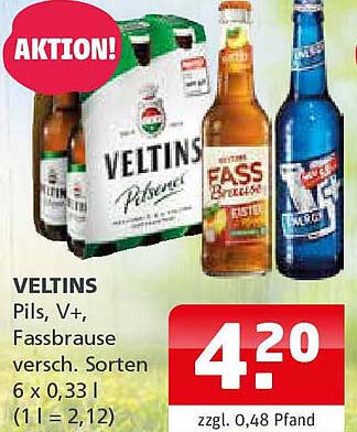 Veltins Pils, V+, Fassbrause verschieden - 6 x 0,33 l