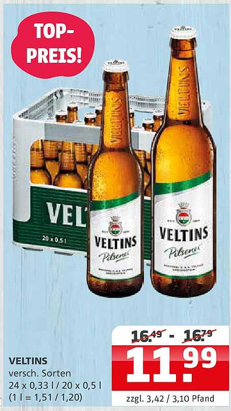 Veltins Pilsener 24 x 0,33 l / 20 x 0,5 l - TOP-PREIS!