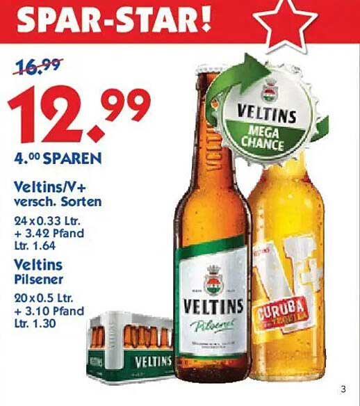 Veltins/V+ verschiedene Sorten 24 x 0,33 L und Veltins Pilsener 20 x 0,5 L