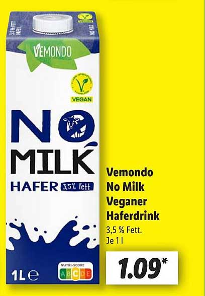Vemondo No Milk Veganer Haferdrink 1L