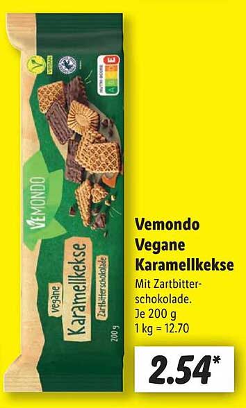 Vemondo Vegane Karamellkekse mit Zartbitterschokolade
