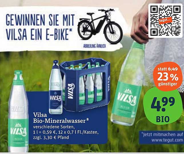 Vilsa Bio-Mineralwasser 1L für nur 4,99 €