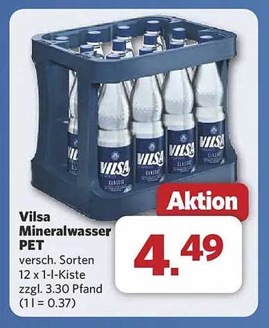Vilsa Mineralwasser PET 12 x 1-l-Kiste