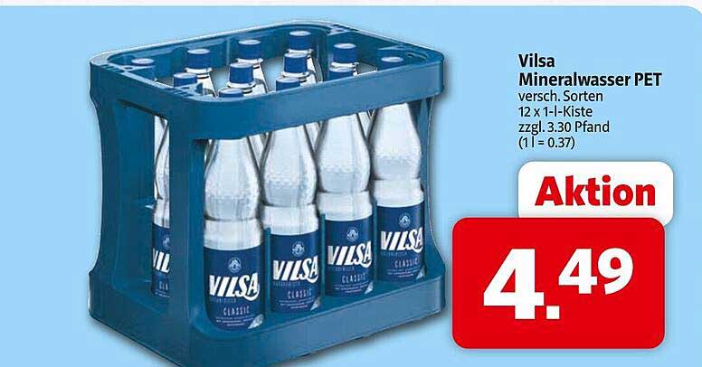 Vilsa Mineralwasser PET versch. Sorten 12 x 1-l-Kiste