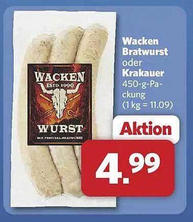 Wacken Bratwurst oder Krakauer 450-g-Packung