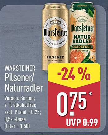 WARSTEINER Pilsener/Natur Radler - 0,5-L-Dose