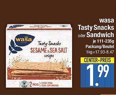 wasa Tasty Snacks oder Sandwich 111-235g Packung/Beutel