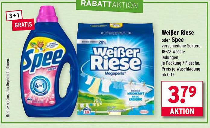 Waschmittel Spee oder Weißer Riese – Mega-Angebot!