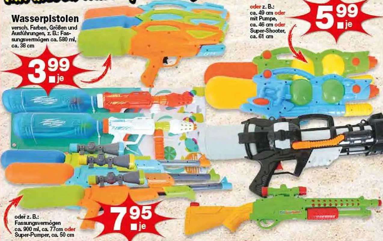 Wasserpistolen in verschiedenen Farben und Größen - Spielspaß für Groß und Klein