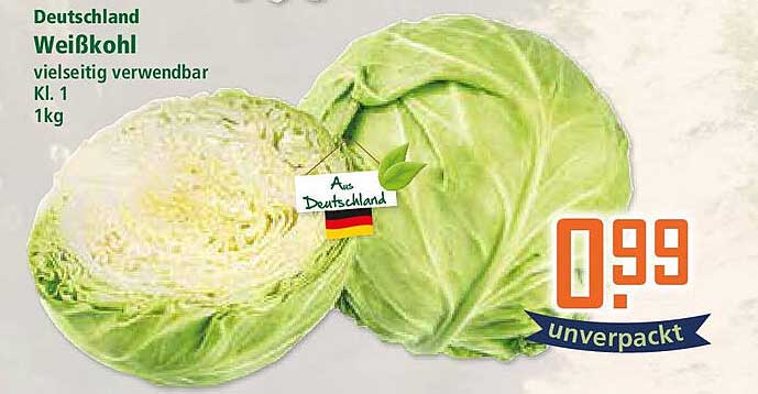 Weißkohl vielseitig verwendbar Kl. 1 - 1 kg